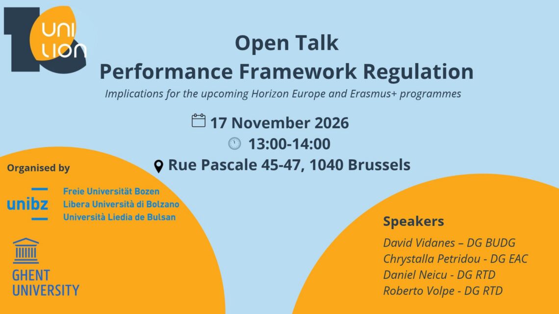 UnILiON Open Talk: How the EU Performance Framework Regulation will monitor the next Horizon Europe (FP10)